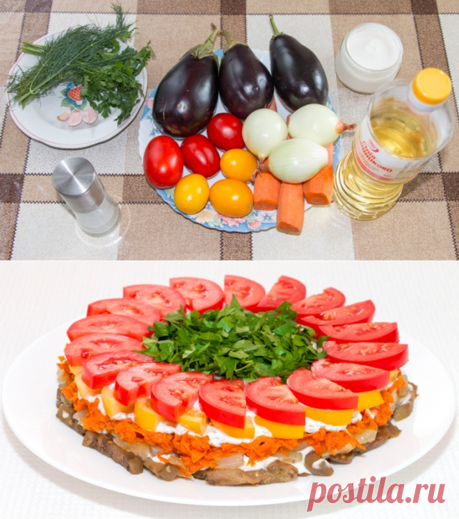 Слоеный салат из баклажанов и помидоров - Простые рецепты Овкусе.ру