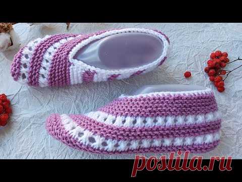 Домашние вязаные следки. Простая и очень красивая модель следков.