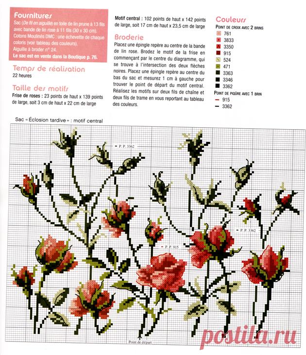 Розы на тёмном фоне — подушка — схема вышивки крестом Посмотрите запись, чтобы узнать подробности.
