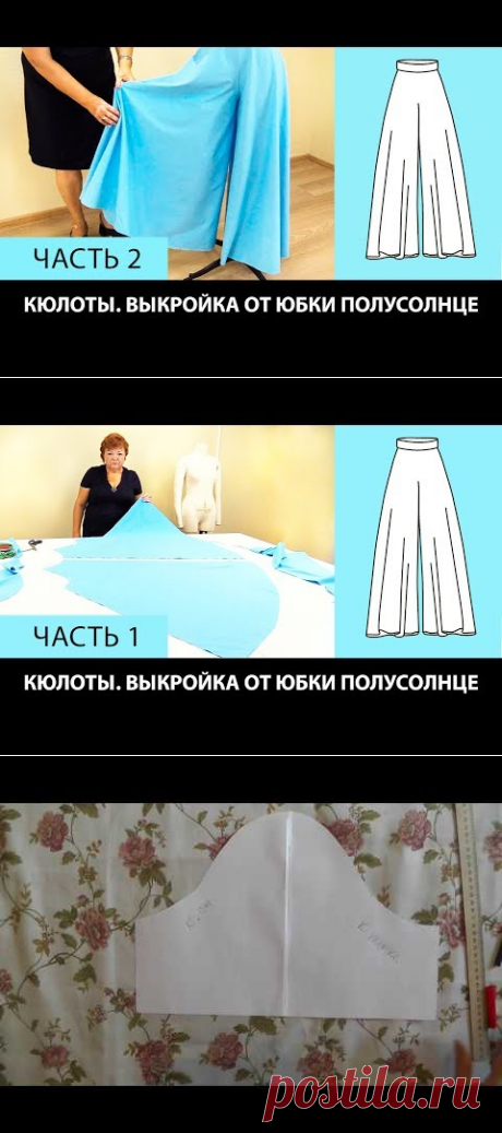 Как сшить кюлоты Выкройка от юбки полусолнце Моделирование и раскрой кюлотов своими руками Часть 1 - YouTube
