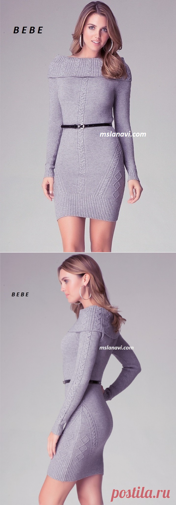 Нежное вязаное платье спицами от B E B E