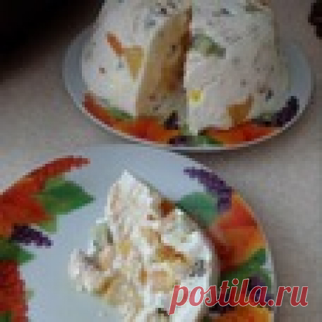 Заливной сметанный торт с фруктами - кулинарный рецепт