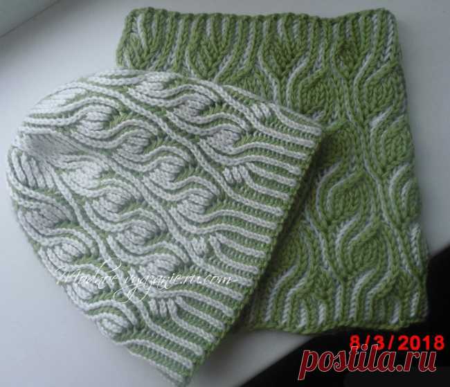 Женская шапка в технике Brioche Stitch - Modnoe Vyazanie ru.com