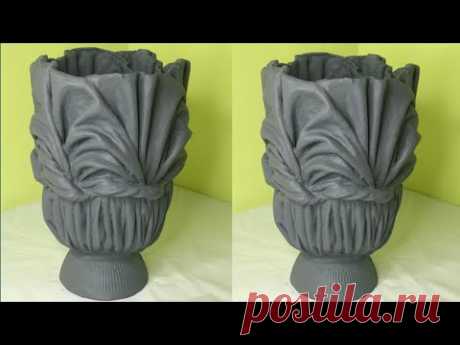 Simple Cement Pot at home Using Cloth/Diy/Cement Craft Ideas
