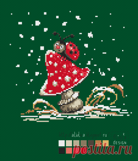 Мои творилки *** Aliolka design: Первый снег. Божья коровка.