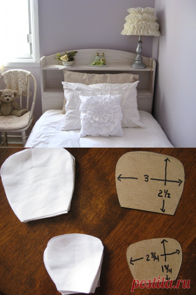 Подушка с шикарным цветком из ткани. Подробный мастер-класс от Линды