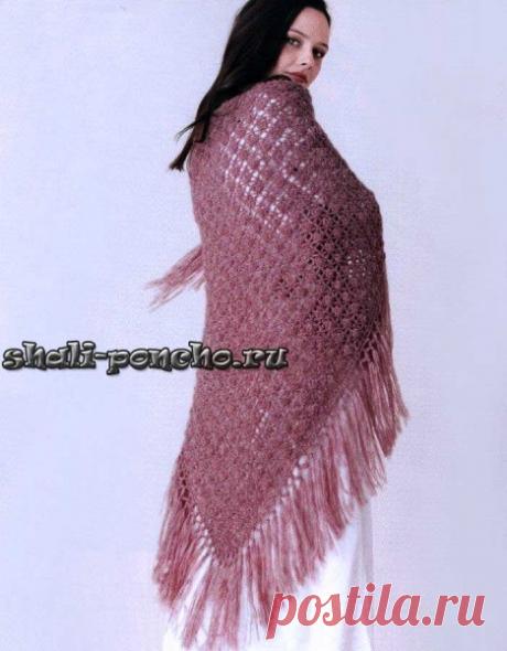 Ажурная шаль из альпаки