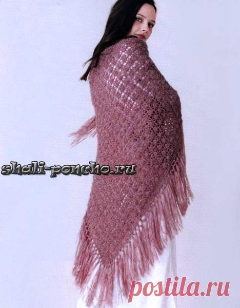Ажурная шаль из альпаки