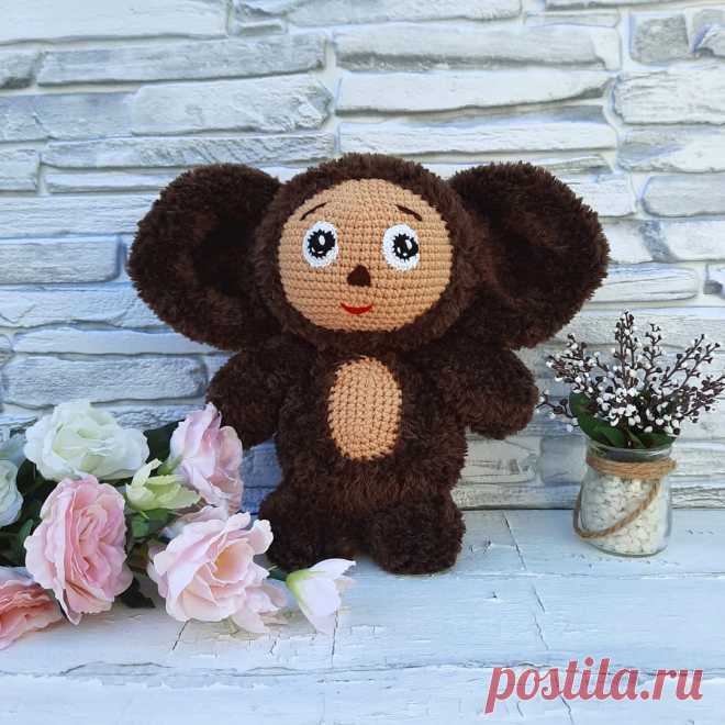 PDF Чебурашка крючком. FREE crochet pattern; Аmigurumi doll patterns. Амигуруми схемы и описания на русском. Вязаные игрушки и поделки своими руками #amimore - Чебурашка из детского мультфильма Крокодил Гена и его друзья, плюшевый чебурашка, большой чебурашка из плюшевой пряжи.