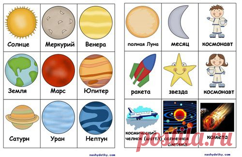Что и как рассказать детям о космосе? Стихи и загадки о космосе для детей, а также карточки для развивающих занятий на космическую тему с детьми. Скачать бесплатно.