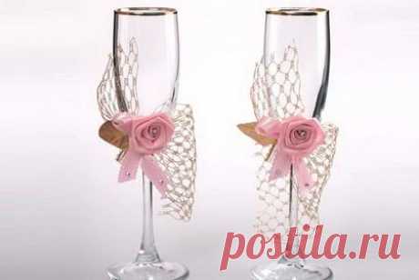 Декор свадебных бокалов своими руками: декупаж и роспись по стеклу