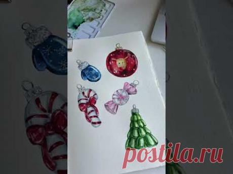 ❄️🌲🎁💫🎨#christmas #illustration #art#watercolor #drawing #sketch #sketchbook #watercolorpainting