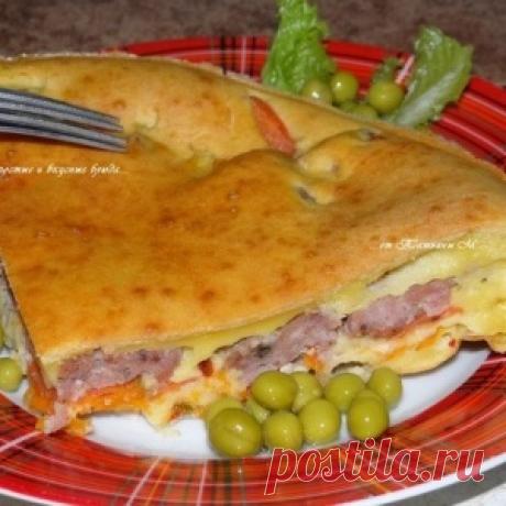 Заливной пирог с капустой и фаршем