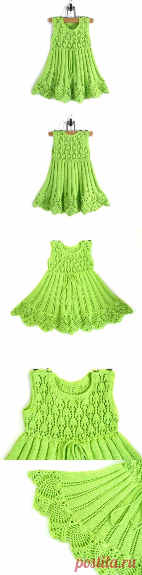 Knitted Baby Dress Light Green 12 18 months от SasasHandcrafts