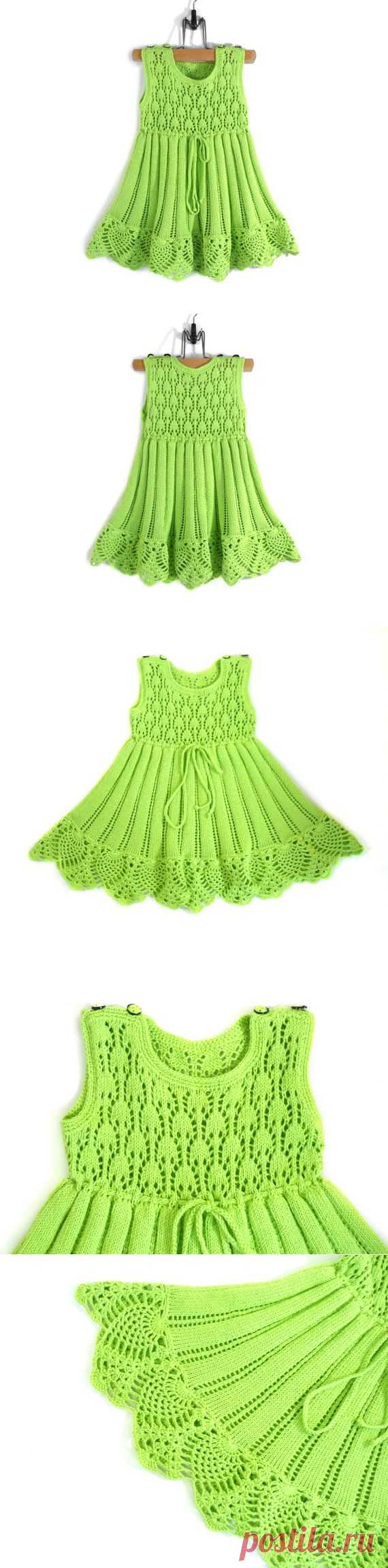 Knitted Baby Dress Light Green 12 18 months от SasasHandcrafts