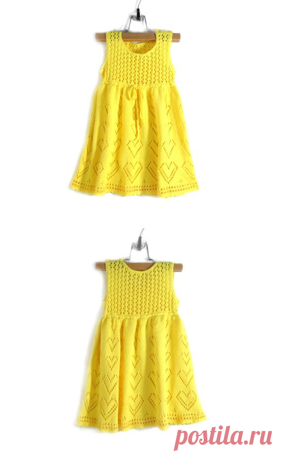 Knitted Baby Dress Yellow 6 12 months от SasasHandcrafts на Etsy