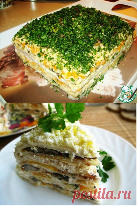 Селедочный тортик из простых магазинных вафельных коржей