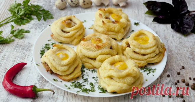 Как приготовить картофельные гнезда с котлетами