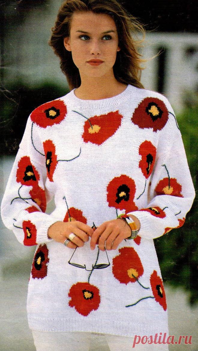 ПУЛОВЕР С МАКАМИ | ВЯЗАНЫЙ УЮТ