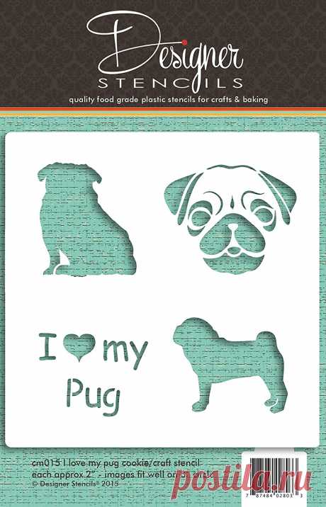 Amazon.com: I Love My Pug Cookie y Craft plantilla cm015 por plantillas: Kitchen & Dining