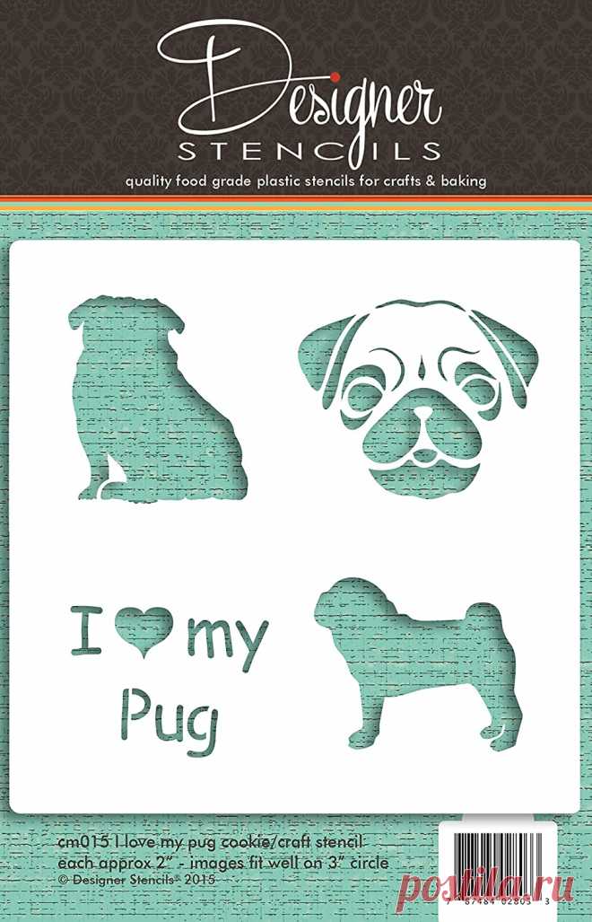 Amazon.com: I Love My Pug Cookie y Craft plantilla cm015 por plantillas: Kitchen & Dining