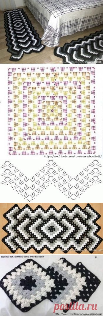 Коврик «Дорожка» в технике «бабушкин квадрат» - Все своими руками