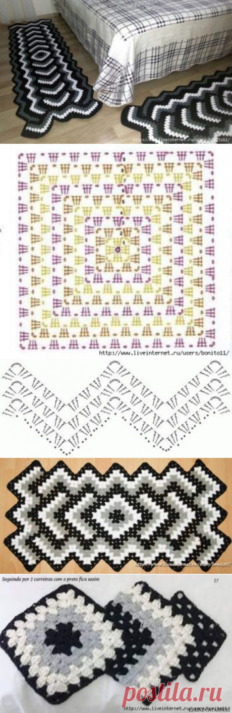 Коврик «Дорожка» в технике «бабушкин квадрат» - Все своими руками