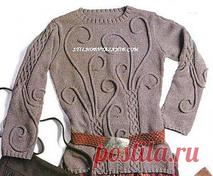 Свитер с оранами, связанный спицами / Стильное вязание