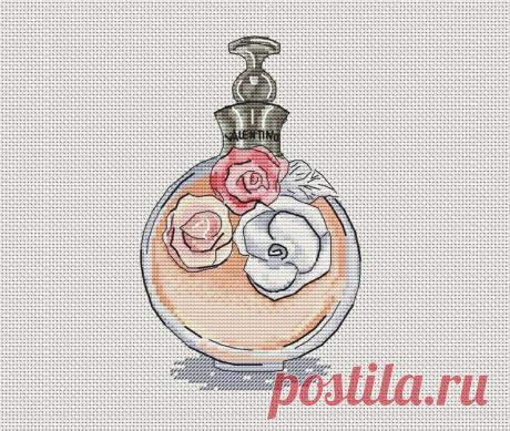 Roses perfume bottle cross stitch pattern glass bottle perfume | Etsy