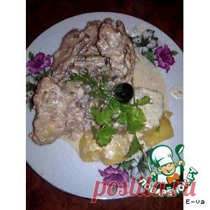 Кролик в сметане с грибами - кулинарный рецепт