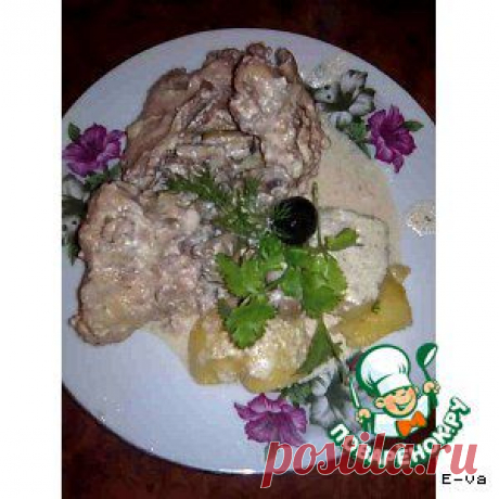 Кролик в сметане с грибами - кулинарный рецепт