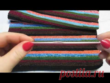 дорожка вязаная крючком из остатков пряжи столбиками без накида