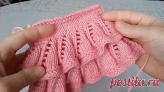 Как связать двойные рюши для юбки, платья. Вязание сверху вниз.