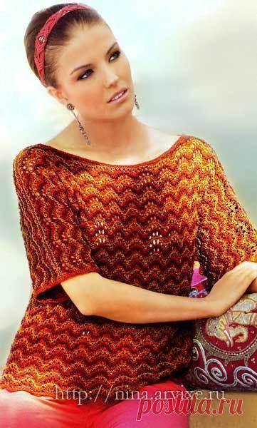 Пуловер с волнистым узором