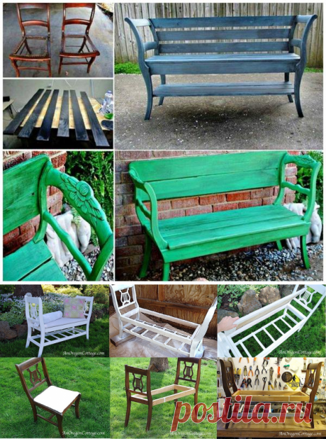 Лавочка из старых стульев — Сделай сам, идеи для творчества - DIY Ideas