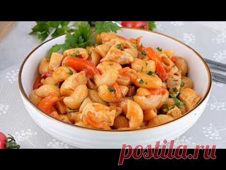 🍝 Макароны/паста на сковороде с курицей и овощами в томатном соусе! Вкусный обед/ужин на скорую руку