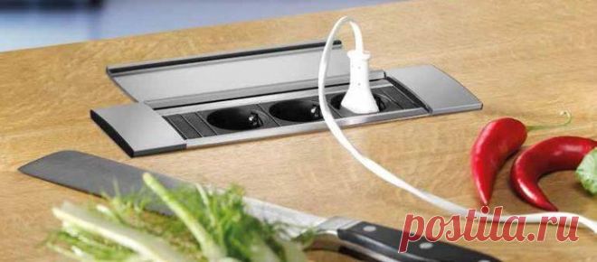 Выдвижные розетки для кухни: встроенные в столешницу выдвижные блоки, утапливаемые розетки для встроенной техники, видео-инструкция