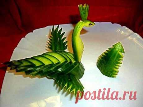 ▶ Птица из огурчика! Украшения из огурца! Decoration of Cucumber. Carving Cucumber - YouTube