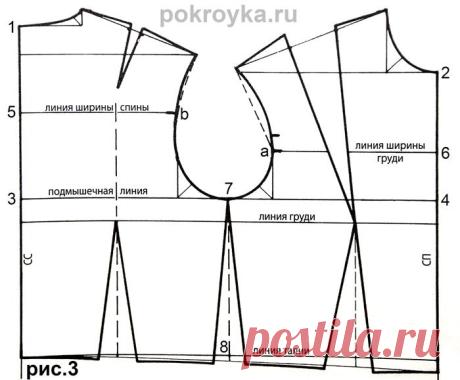 Базовая выкройка лифа свободной формы и рукава с маленьким окатомpokroyka.ru-уроки кроя и шитья | pokroyka.ru-уроки кроя и шитья