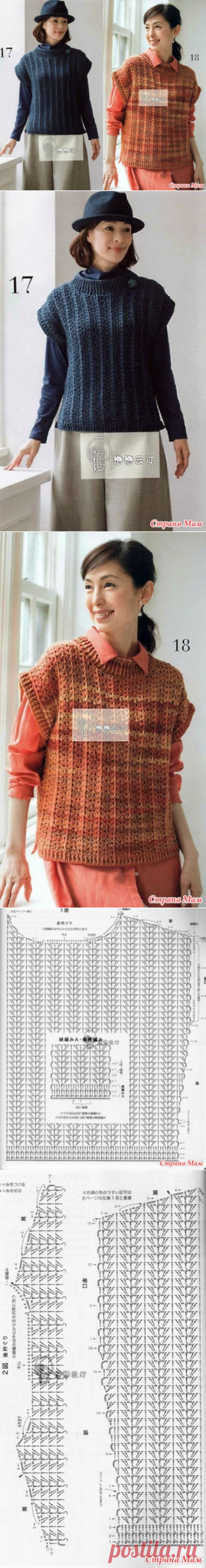 Теплая безрукавка(два цвета). Крючок. - ВЯЗАНАЯ МОДА+ ДЛЯ НЕМОДЕЛЬНЫХ ДАМ - Страна Мам