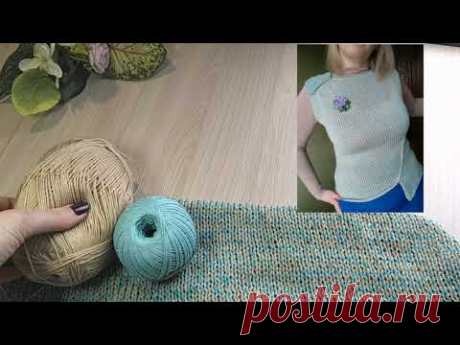 Косая безрукавка спицами/косая майка от Ларисы