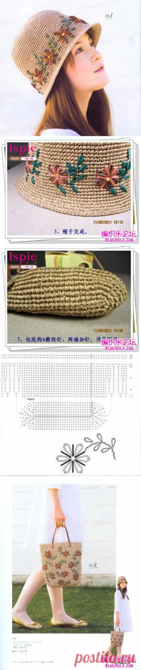 Легкие и нарядные шляпка и сумка из рафии — Рукоделие