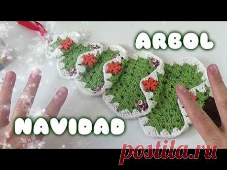 ARBOL DE NAVIDAD HECHO CON EL GRANNY O CUADRADO BASICO DE GANCHILLO