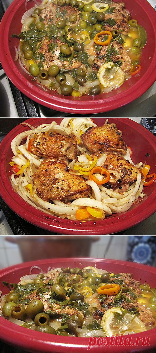 таджин с курицей, оливками и лимоном.