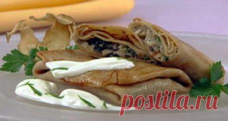 Блинчики гречневые с грибами. - Рецепты - Доставка пиццы, обедов, суши, питьевой воды домой и в офис, банкет, кейтеринг, организация мероприятий в Петербурге