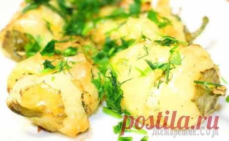 Перец фаршированный брынзой и яйцом