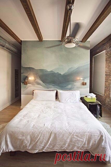 Спальня с успокаивающим пейзажем