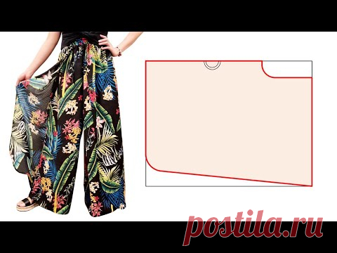 Брюки с запахом и эластичным поясом своими руками | Крой и пошив длинных брюк-кюлотов