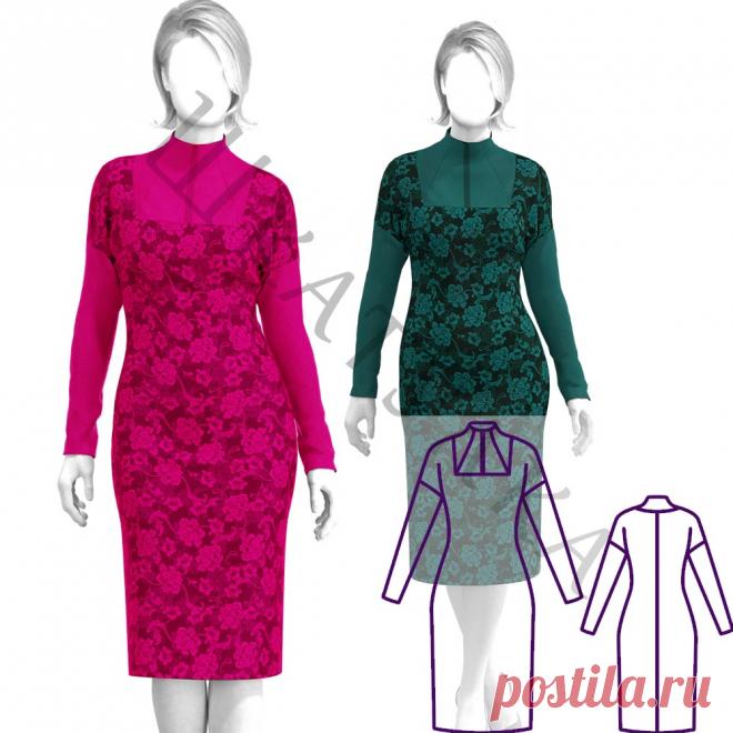 Выкройка трикотажного платья со стойкой WD180220 | Шкатулка