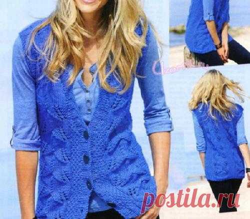 Удлиненный жилет спицами - Описание вязания, схемы вязания крючком и спицами | Узорчик.ру